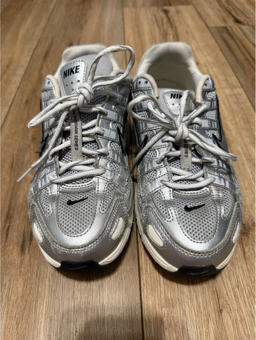 Nike P-6000 (GS) Metallic Silver Black HV5064-006 Size 6Y, 7.5 Women’s EUC